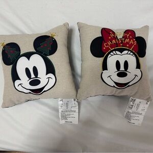 Disney Festive Mickey and Minnie Holiday Pillows